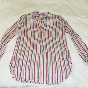 GAP Women's Striped Button Down Shirt - Purple, Blue, White
